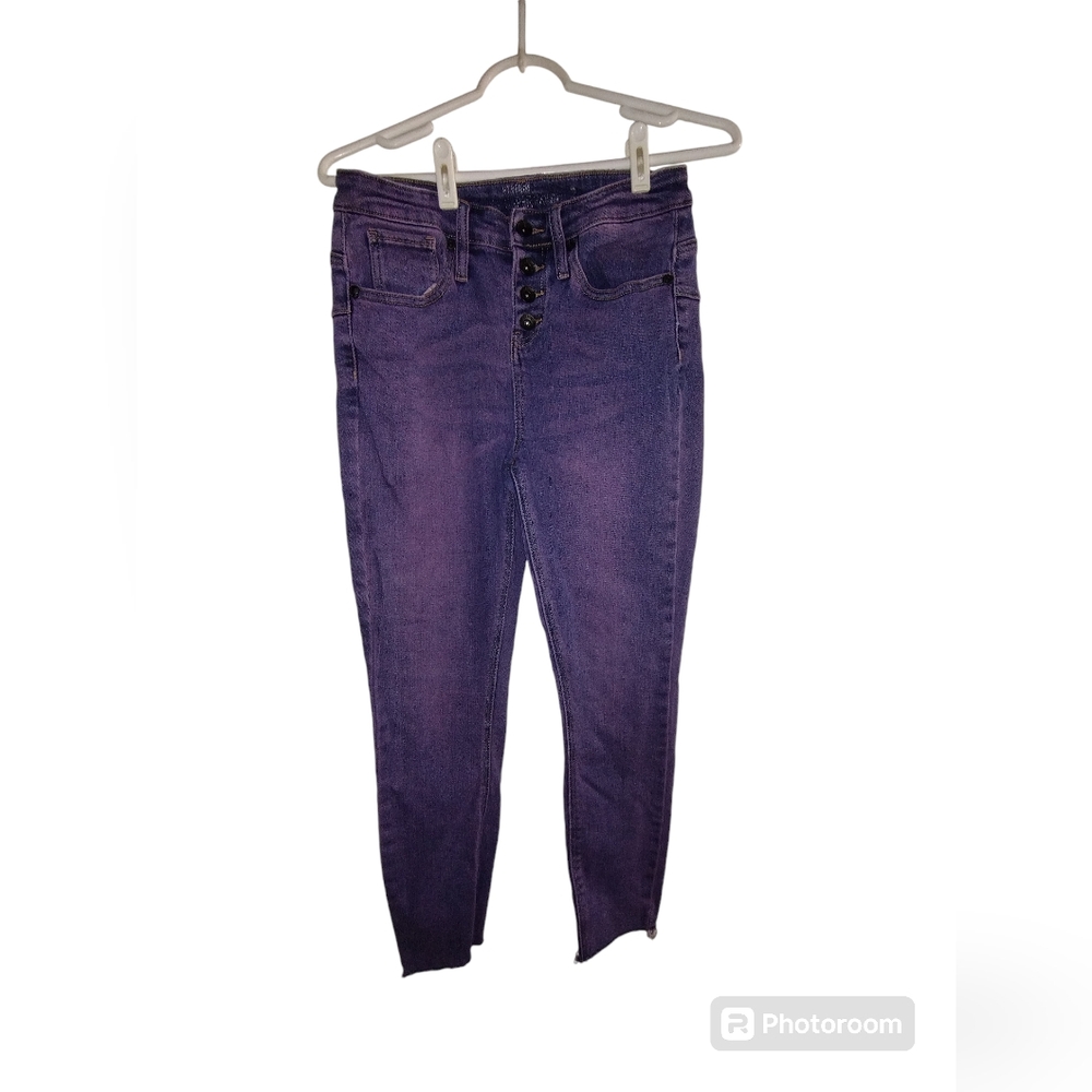EUC Hot Topic HT Denim Pink high rise super skinny jeans Size 7